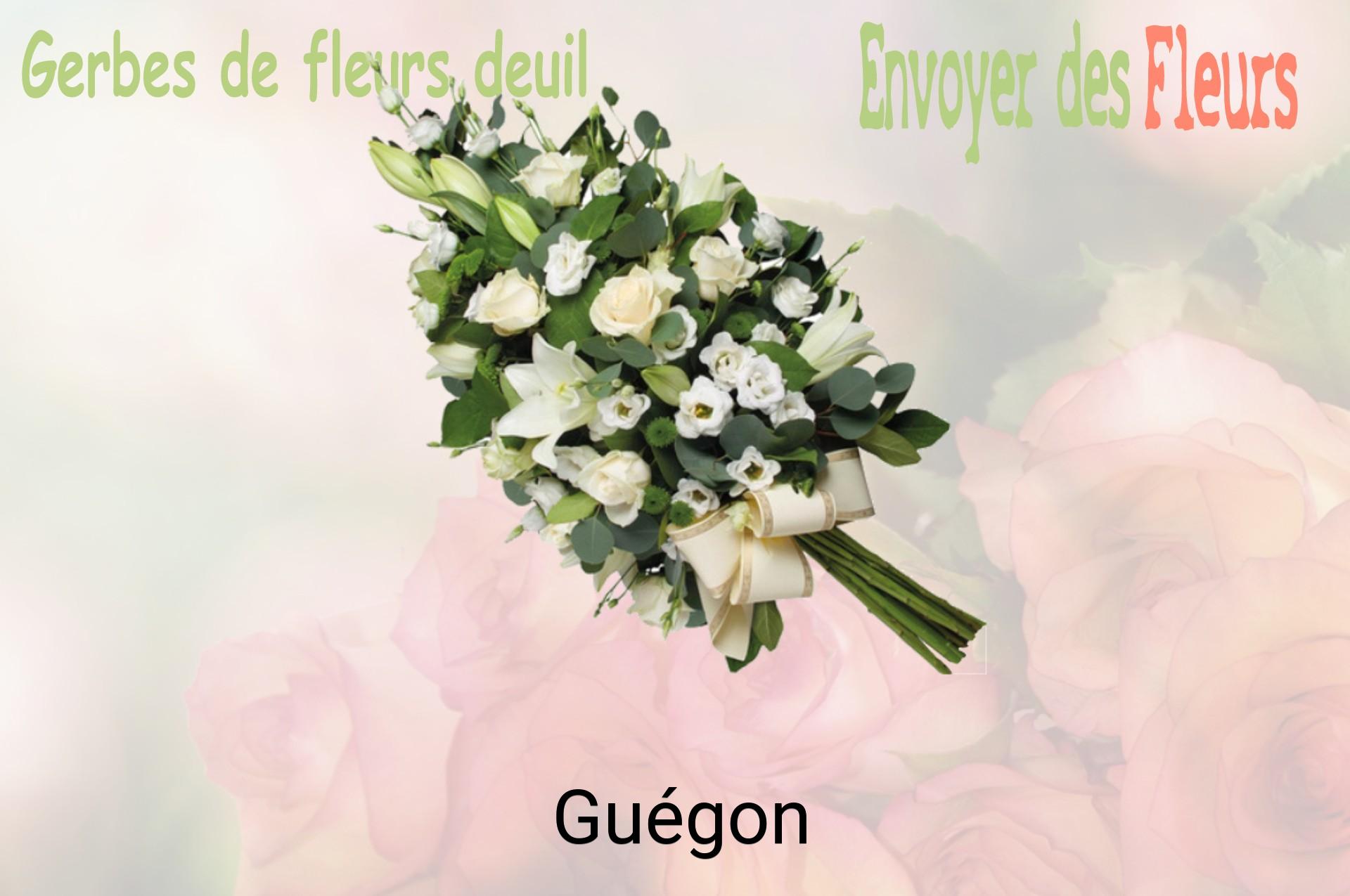 Gerbe de fleurs de deuil livrée à Guégon